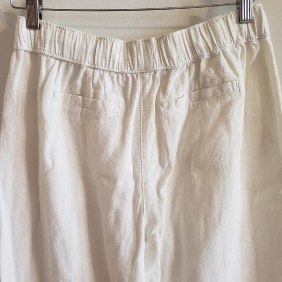 Per se White Lounge Pants Drawstring Elastic Waist Two Deep Pocket Woman Medium - Picture 4 of 12